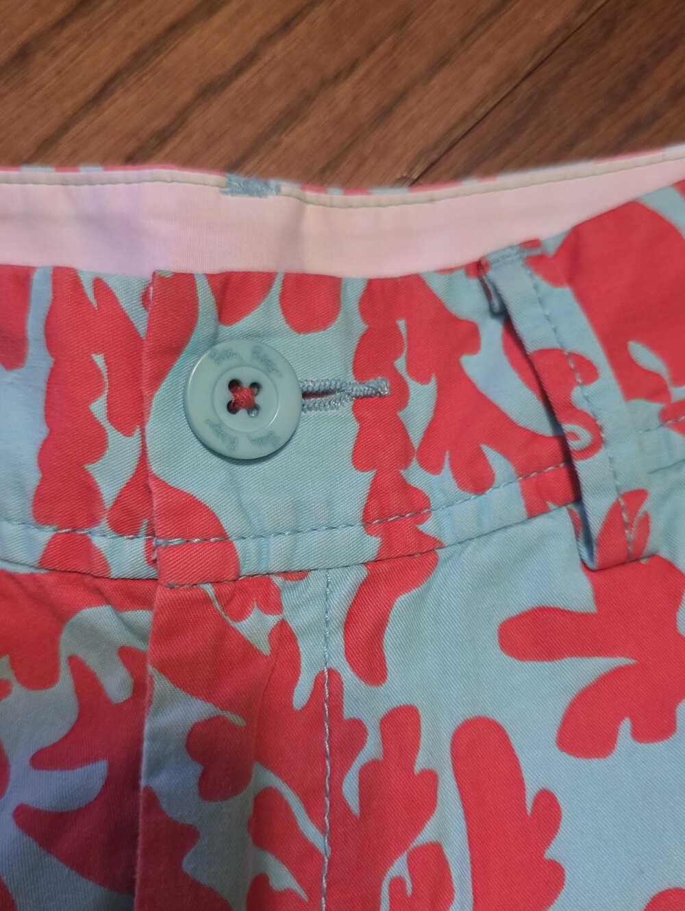 Lilly Pulitzer  Callahan Shorts In "Don't Be Shellfish" Turquoise & Coral/Red 00 - Picture 5 of 13